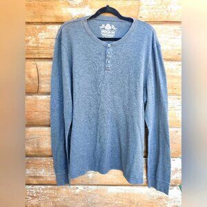 American Rag Men's Longsleeve Dark Gray Longsleeve Button Thermal Tee Shirt